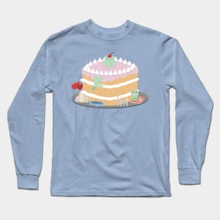 Celebration Cake with Cute Frogs Long Sleeve T-Shirt